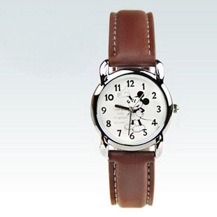 特卖正品迪士尼手表01846/01847古典米奇可爱男孩黑 咖啡色皮带表