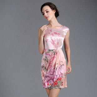 杭州丝绸专柜 2014夏季新款大牌特价重磅高档真丝/桑蚕丝连衣裙
