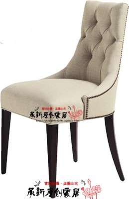 新古典新款整装上海餐椅高级酒店餐厅家具时尚布艺欧式实木沙发椅