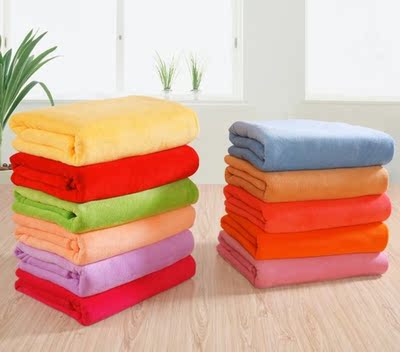 纯色素色珊瑚绒毯子空调毯沙发毛毯被单绒毯野营毯床单特价0利润