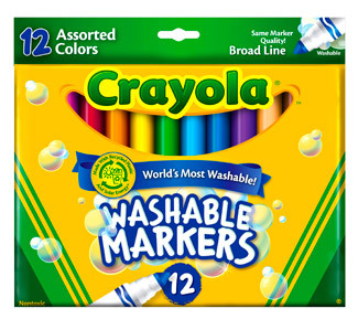 绘儿乐Crayola千色乐 12色可水洗粗头马克笔 水彩笔 58-7812特价