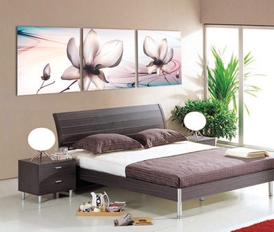 客厅现代简约装饰画无框画三联挂画沙发背景墙卧室床头透明幸福花