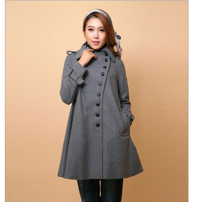2013秋冬新品韩版毛呢外套 斗篷型中长款羊毛呢披风大衣