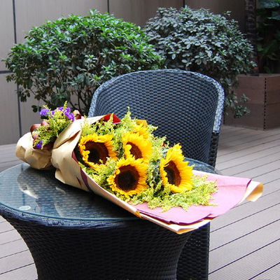 广州鲜花速递实体花店送花6朵向日葵花束实物拍摄/生日鲜花