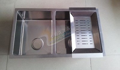 SUS304 不锈钢水槽 一体成型 厨房水槽 洗菜盆 双槽 加厚 2.0MM