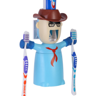 意可可爱情勇士洗漱套装牙刷架创意自动挤牙膏器情侣刷牙杯漱口杯