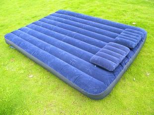 INTEX 68765豪华深蓝条纹双人加大充气床垫 气垫床送电泵 双枕头