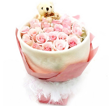 19朵粉玫瑰花上海鲜花速递同城配送花束生日爱人情人节送花上门