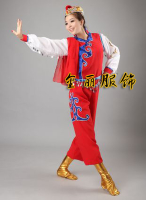 蒙古族舞蹈服装女 民族打鼓舞台演出服装新款成人广场舞表演服饰