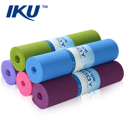 IKU正品瑜伽垫子防滑纯TPE加厚加宽健身垫环保无味加长运动垫包邮