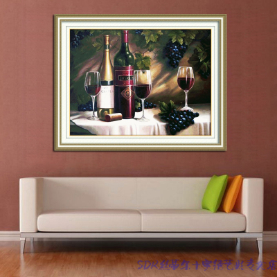 SDR丝蒂尔红葡萄酒 酒瓶酒杯美酒餐厅满绣5D3D立体精准印花十字绣