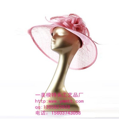 金色头模特道具 假发、帽子、彩色专用头模饰品展示 无妆抽象头模