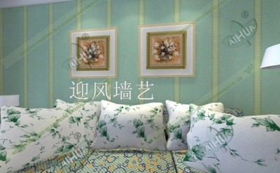 绿色宽条纹 pvc自粘墙纸 卧室客厅 壁纸 家具翻新贴 防水 p1222