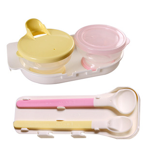 贝亲宝宝辅食餐具套装(2个碗+2软头汤匙/汤勺/软勺)用餐碗勺子