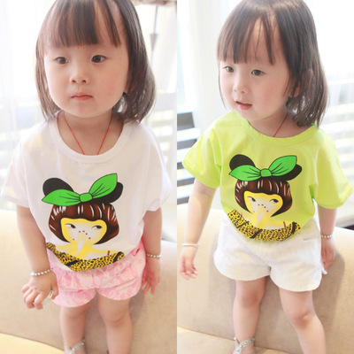 女童套装夏季2016韩版中小童休闲运动短袖T恤短裤儿童潮宝宝套装
