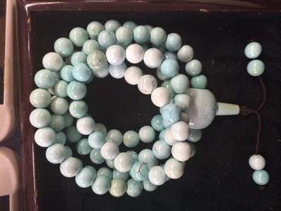 湖北原矿绿松石108颗手链 高瓷型圆珠白蓝料 鼓珠 散珠0.6—1.2mm