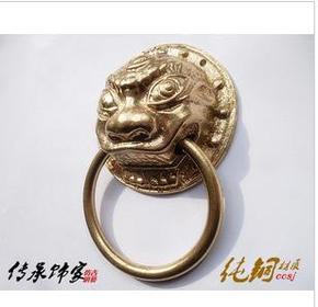 仿古门铜把手/古典门铜拉环/中式狮子头拉手6公分/仿古纯铜扣环