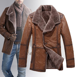 奢华皮毛一体复古B3北欧空军服男士牛皮加厚款真皮皮衣外套