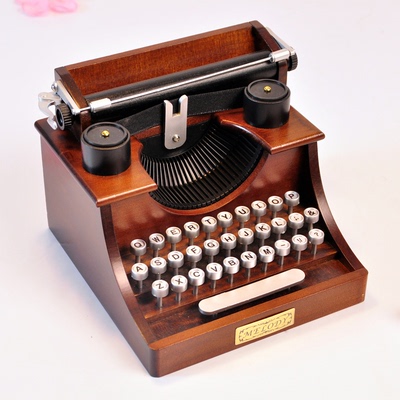 创意生日礼物女生实用复古打字机木质音乐盒八音盒包邮天空之城