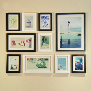 画坊品牌 实木加厚10组合照片墙∕相框墙/送卡纸配件