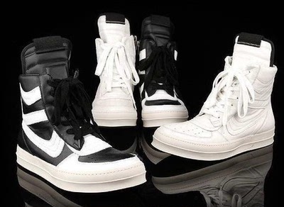 新品韩版鞋Rick Owens风格时尚潮流欧美真皮男靴子高帮男鞋中帮靴