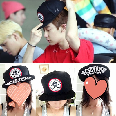 EXO灿烈CHANYEOL韩版同款骷髅鸭舌平沿帽子遮阳嘻哈男女棒球帽潮