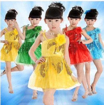 儿童舞蹈裙纱裙幼儿树叶演出服现代舞环保时装秀女童合唱表演服装