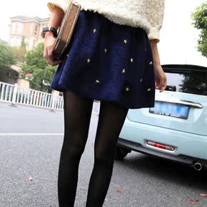 2014春秋韩版新款星星铆钉显瘦大码毛呢子短裙女半身裙蓬蓬裙包邮
