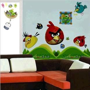可移除墙贴 愤怒的小鸟 可爱卡通儿童房幼儿园装饰墙贴纸贴画