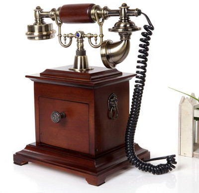实木仿古电话机欧式复古电话机 时尚创意座机电话 家庭座机电话