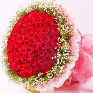 七夕情人节99朵高档红玫瑰花束全国同城送花成都重庆广州鲜花预定
