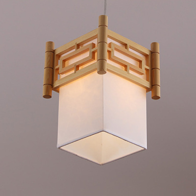 日式创意个性木质卧室过道阳台灯具 新中式单头小吊灯茶楼餐厅灯