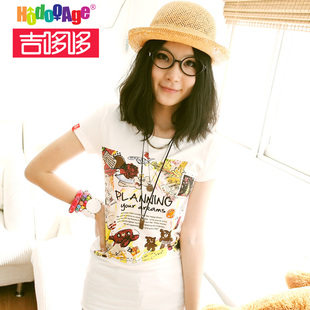 吉哆哆HodooAge 夏装新款 韩版女装短袖T恤 美丽的梦 TS1021