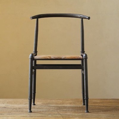 雅阁兴餐椅LOFT美式乡村 做旧酒吧椅铁艺复古实木餐桌椅靠背椅子