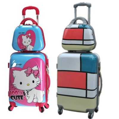 ABS+PC拉杆箱可爱KT猫行李箱甜美登机箱时尚旅行箱化妆包包邮