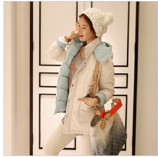 韩国代购 韩版羽绒棉服 两面穿修身中长款保暖棉衣 棉服外套女