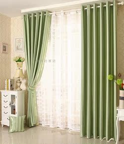人气  欧式韩式田园绿色书房卧室客厅 麂皮绒 加厚遮光布窗帘布帘