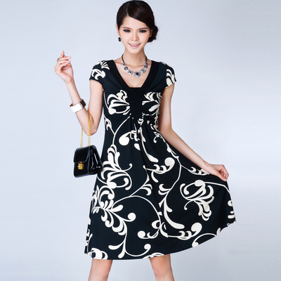 2014新款夏装大码品质女装裙子 夏季新品气质显瘦短袖 连衣裙