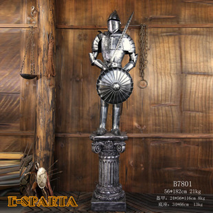 B7801仿古银色古罗马盔甲/中世纪盔甲武士/欧式手工摆设铁人雕塑
