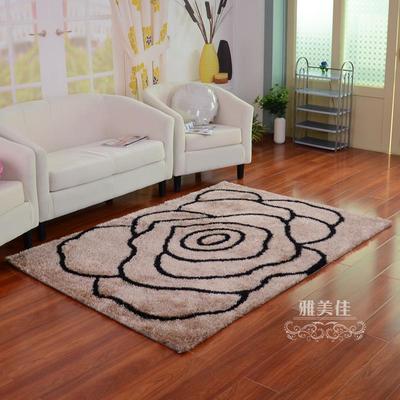 雅美佳 高档南韩丝花朵地毯 客厅茶几卧室床前地毯 玄关飘窗地毯