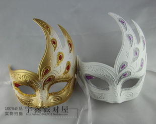 化妆舞会面具派对面具公主高档意大利威尼斯面具纸浆带粉火焰面具