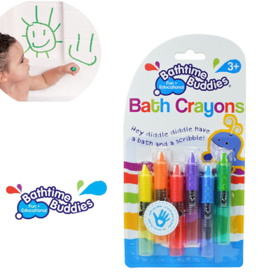 原装正版bathtime buddies儿童安全画笔 可以擦掉的蜡笔食品色蜡