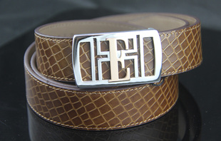 2013秋款ELLE HOMME男式高端鳄鱼纹路钢扣头皮带腰带E347591623