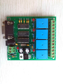 工控板/串口控制板/串口4路继电器/RS232通讯4继电器控制板