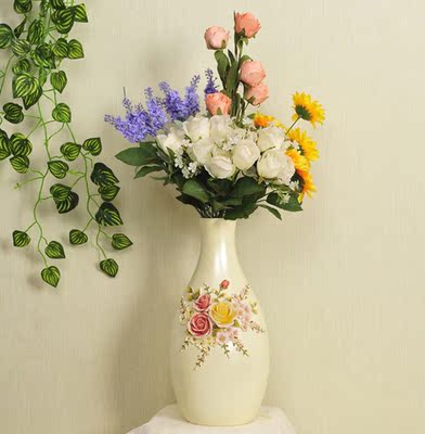 家装新风尚树脂花瓶 现代时尚经典玫瑰花花瓶 家庭装饰花瓶