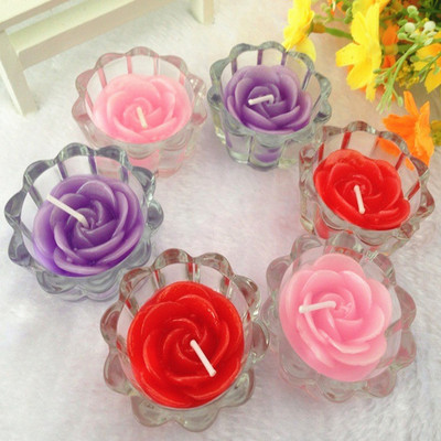 玻璃杯花型蜡烛 求婚表白玫瑰蜡烛 紫色 红色可选 2只装 全国包邮