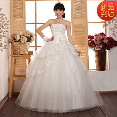 甜美公主新娘韩版抹胸齐地婚纱礼服2015春季最新款孕妇可穿