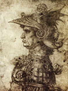 装饰画无框画帆布画非手绘油画世界名画复制 达芬奇 戴头盔的战士