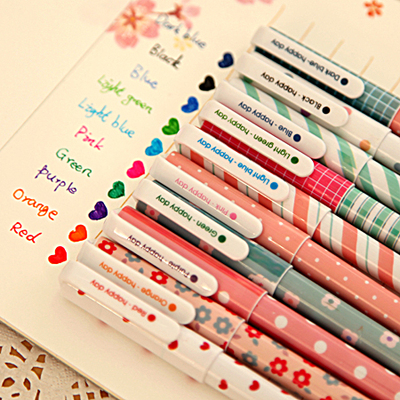 日韩文具小清新可爱碎花水彩笔彩色中性笔水笔10支套装