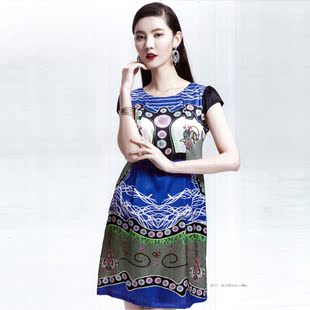 2014纤手夏装新款品牌正品女装气质高品质大牌真丝连衣裙8651-3
